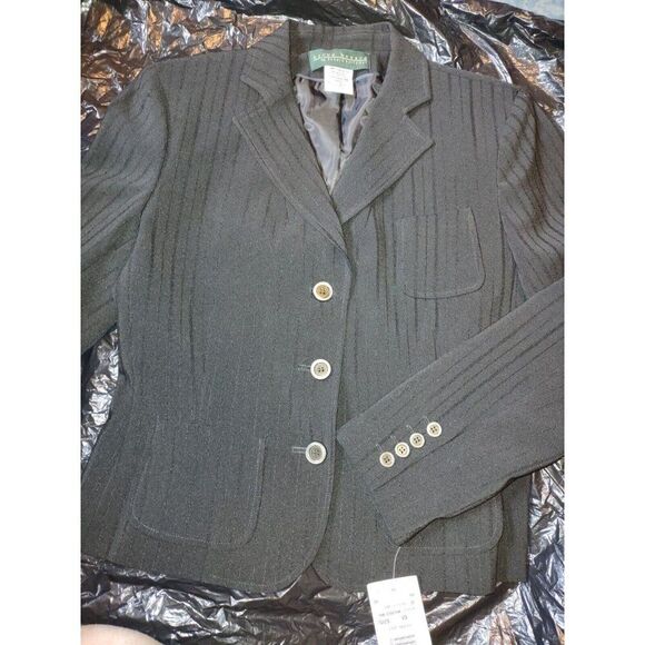 Jackets & Blazers - 5/$25 NWT Sz 10 Vintage Women’s Black On Black Striped Blazer Stretch